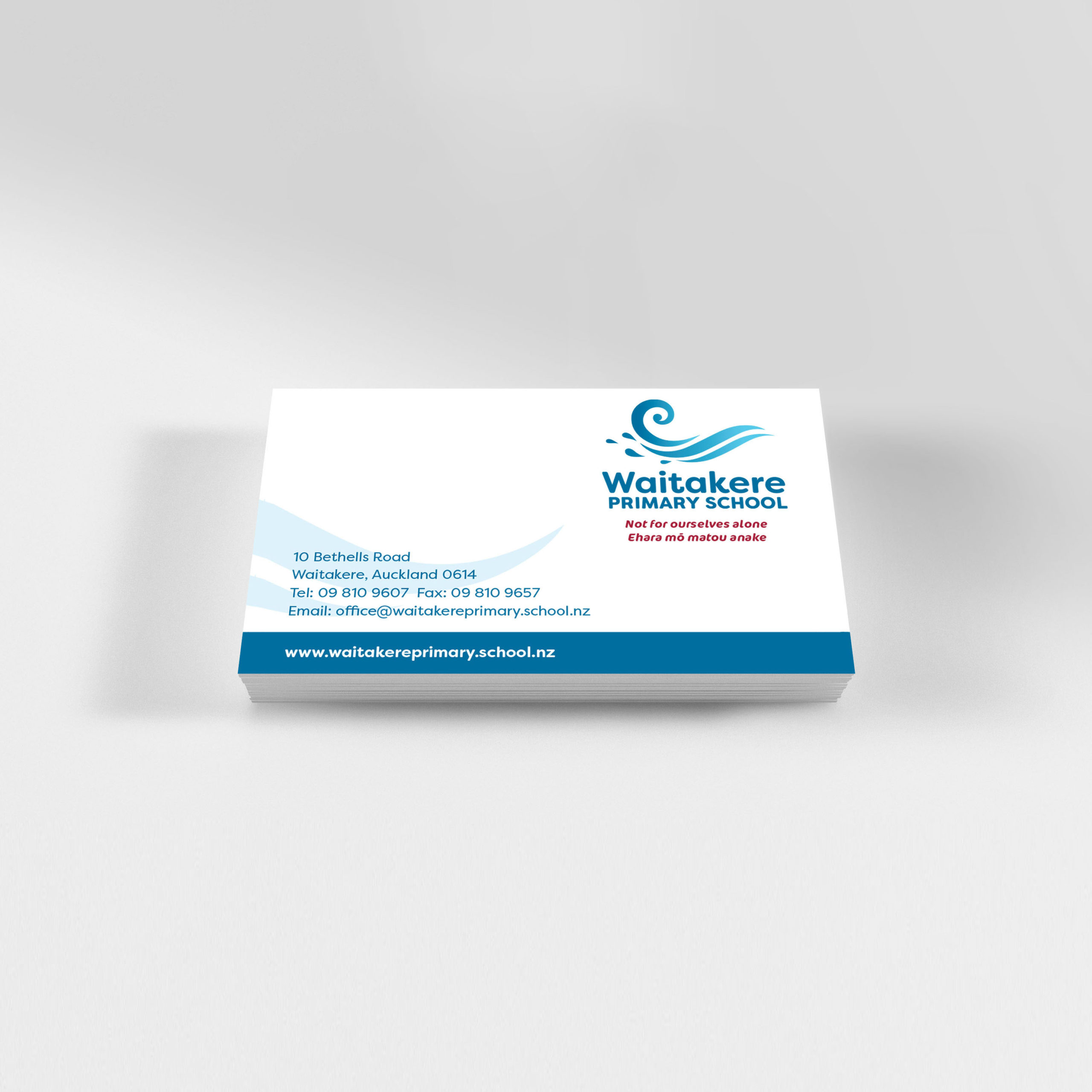Waitakere Primary School Business Card Design Waitakere Primary School Business Card Design mockup