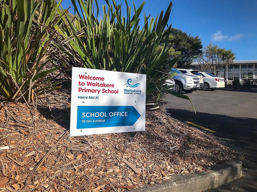 Waitakere Primary School Office Sign Sign directing visitors to school office