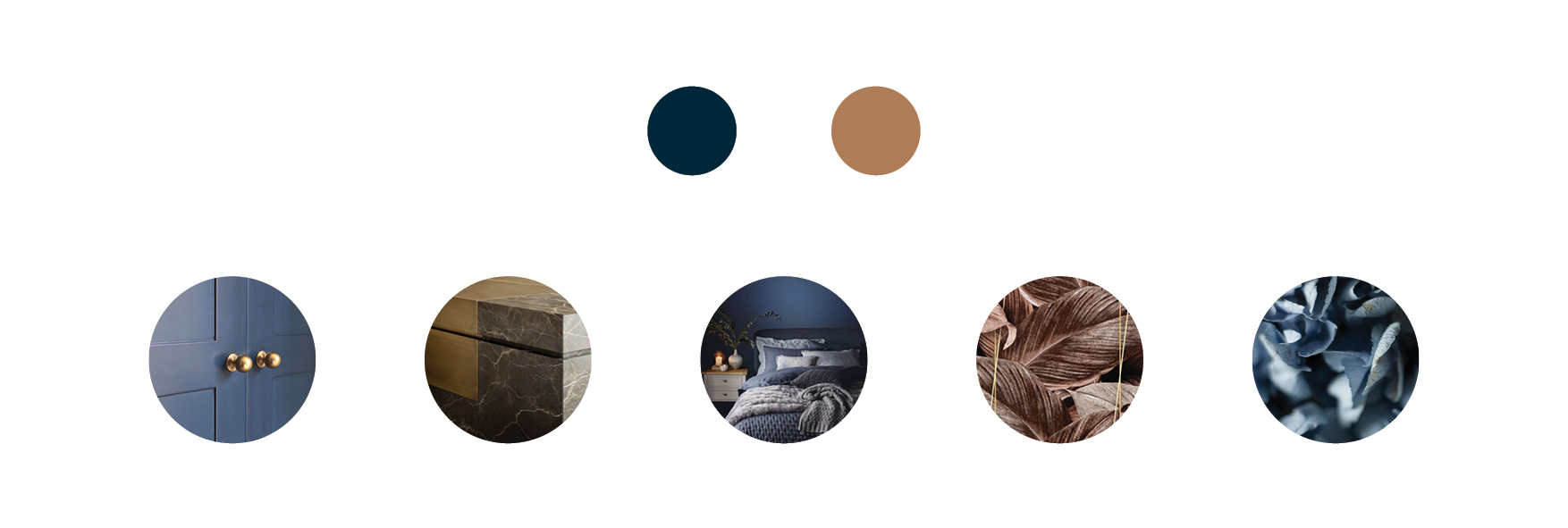 Wolfe Interior Design Mood Board mood board with bronze and blue accents and aesthetic