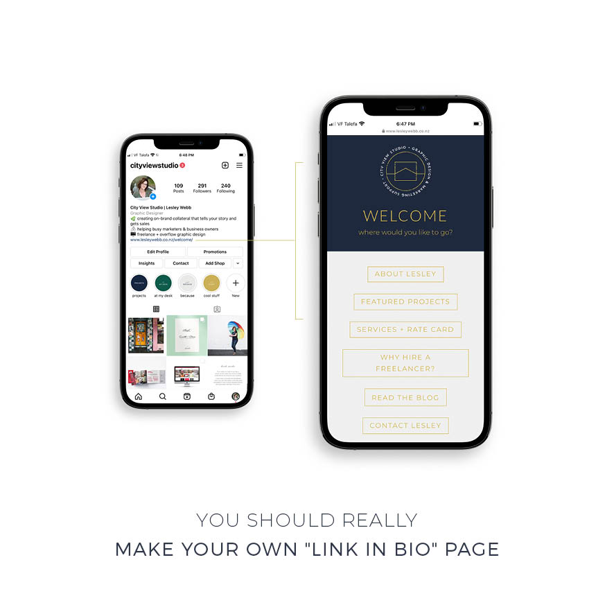 link in bio brand collateral for a natural skincare brand
