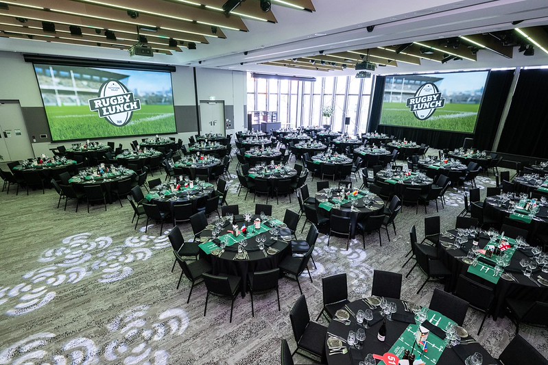 Keystone Trust Rugby Lunch 2018 guest tables set with auction booklets