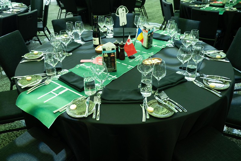 Keystone Trust Rugby Lunch 2019 guest tables set with auction booklets